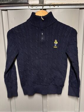Polo Ralph Lauren Polo Bear Pullover Cable-Knit Sweater Youth Size Small (8)